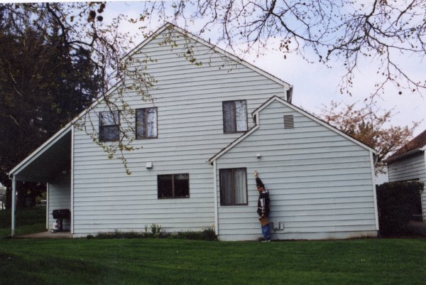 Photo of the east elevation of the condos. I am once again the scale figure.